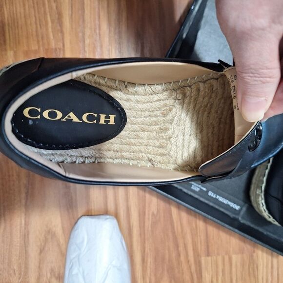 Coach Camilla Womens Leather Loafers Espadrille Academia Preppy Office Black 5.5 - Picture 6 of 10
